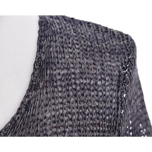 Ann Taylor Loft Womens Open Knit Sweater V Neck Lightweight Navy Blue Sz XS - Picture 4 of 10